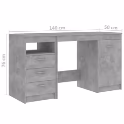 vidaXL Desk Concrete Grey Engineered Wood Workstation Office Computer Table - Additional view 9