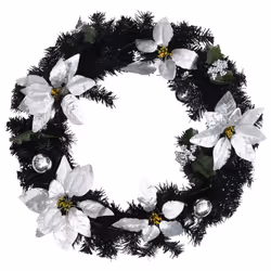 vidaXL Christmas Wreath with LED Lights Black 60cm PVC Xmas Pre-Lit Garland