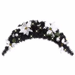 vidaXL Christmas Arch with LED Lights Black PVC Home Office Holiday Ornament