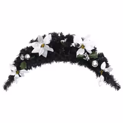 vidaXL Christmas Arch with LED Lights Black PVC Home Office Holiday Ornament