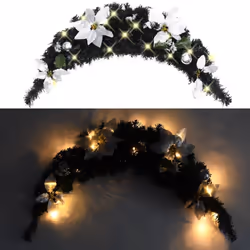 vidaXL Christmas Arch with LED Lights Black PVC Home Office Holiday Ornament - Additional view 6