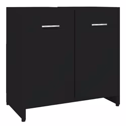 vidaXL Bathroom Cabinet Black Engineered Wood Washroom Cupboard Under Basin
