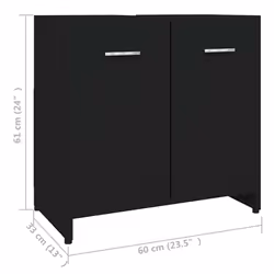 vidaXL Bathroom Cabinet Black Engineered Wood Washroom Cupboard Under Basin