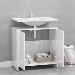 vidaXL Bathroom Cabinet High Gloss White Engineered Wood Cupboard Organiser