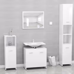 vidaXL Bathroom Cabinet High Gloss White Engineered Wood Cupboard Organiser - Additional view 7
