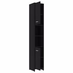 vidaXL Bathroom Cabinet Black Engineered Wood Washroom Cupboard Under Basin - Additional view 5