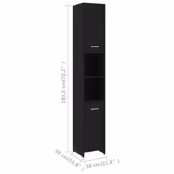 vidaXL Bathroom Cabinet Black Engineered Wood Washroom Cupboard Under Basin - Additional view 9