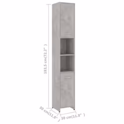 vidaXL Bathroom Cabinet Concrete Grey Engineered Wood Under Basin Cupboard - Additional view 4