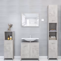 vidaXL Bathroom Cabinet Concrete Grey Engineered Wood Under Basin Cupboard - Additional view 8