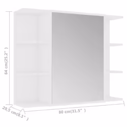 vidaXL Bathroom Mirror Cabinet White Engineered Wood Storage Vanity Organiser - Additional view 4