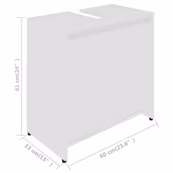 vidaXL Bathroom Cabinet White Engineered Wood Home Cupboard Under Basin Unit - Additional view 3