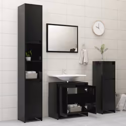 vidaXL Bathroom Cabinet Black Engineered Wood Home Cupboard Under Basin Unit - Additional view 10