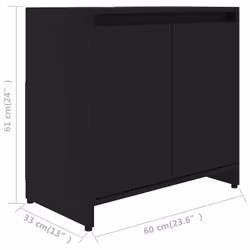 vidaXL Bathroom Cabinet Black Engineered Wood Home Cupboard Under Basin Unit