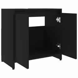 vidaXL Bathroom Cabinet Black Engineered Wood Home Cupboard Under Basin Unit - Additional view 4