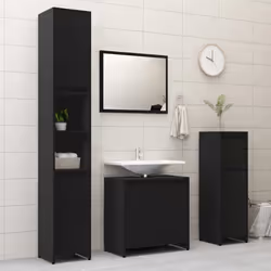 vidaXL Bathroom Cabinet Black Engineered Wood Home Cupboard Under Basin Unit - Additional view 9