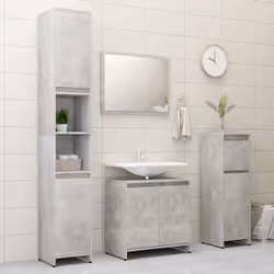 vidaXL Bathroom Cabinet Concrete Grey Engineered Wood Home Cupboard Organiser - Additional view 9