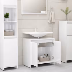 vidaXL Bathroom Cabinet High Gloss White Engineered Wood Cupboard Organiser