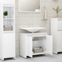 vidaXL Bathroom Cabinet High Gloss White Engineered Wood Cupboard Organiser