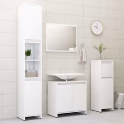 vidaXL Bathroom Cabinet High Gloss White Engineered Wood Cupboard Organiser - Additional view 7
