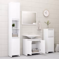 vidaXL Bathroom Furniture Set White Engineered Wood Cabinet Unit Organiser - Additional view 8