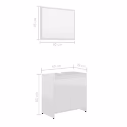 vidaXL Bathroom Furniture Set High Gloss White Engineered Wood Storage Unit - Additional view 3