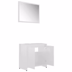vidaXL Bathroom Furniture Set High Gloss White Engineered Wood Storage Unit - Additional view 4