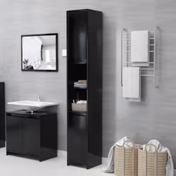 vidaXL Bathroom Cabinet Black Engineered Wood Home Cupboard Under Basin Unit
