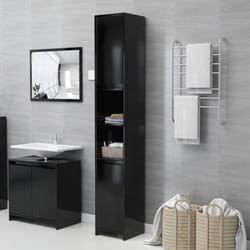 vidaXL Bathroom Cabinet Black Engineered Wood Home Cupboard Under Basin Unit