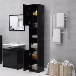 vidaXL Bathroom Cabinet Black Engineered Wood Home Cupboard Under Basin Unit