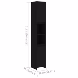 vidaXL Bathroom Cabinet Black Engineered Wood Home Cupboard Under Basin Unit - Additional view 8