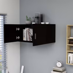 vidaXL Wall Mounted Cabinet Black Engineered Wood Floating Cabinet Wall Shelf
