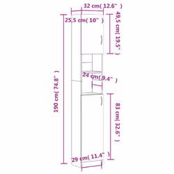 vidaXL Bathroom Cabinet White Engineered Wood Home Indoor Laundry Washer Rack - Additional view 4