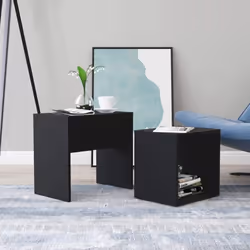 vidaXL Coffee Table Set Black Engineered Wood Indoor Furniture Accent Table