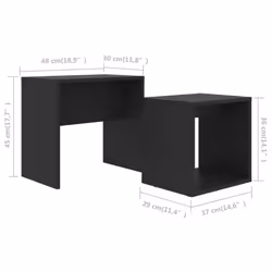 vidaXL Coffee Table Set Black Engineered Wood Indoor Furniture Accent Table - Additional view 6