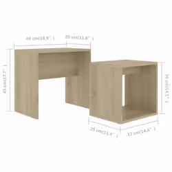 vidaXL Coffee Table Set Sonoma Oak Engineered Wood Indoor Furniture Side Stand - Additional view 4
