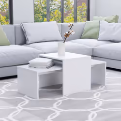 vidaXL Coffee Table Set White Engineered Wood Indoor Furniture Accent Table