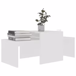 vidaXL Coffee Table Set White Engineered Wood Indoor Furniture Accent Table