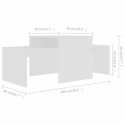 vidaXL Coffee Table Set White Engineered Wood Indoor Furniture Accent Table - Additional view 4