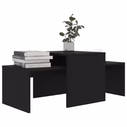 vidaXL Coffee Table Set Black Engineered Wood Indoor Furniture Accent Table