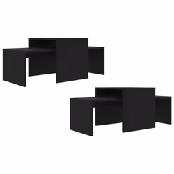 vidaXL Coffee Table Set Black Engineered Wood Indoor Furniture Accent Table - Additional view 5