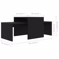 vidaXL Coffee Table Set Black Engineered Wood Indoor Furniture Accent Table - Additional view 7