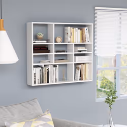 vidaXL Wall Shelf White Engineered Wood Bedroom Indoor Office Floating Rack