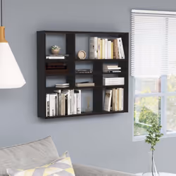 vidaXL Wall Shelf Black Engineered Wood Bedroom Indoor Office Floating Rack