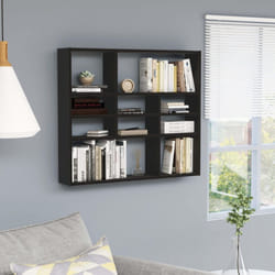 vidaXL Wall Shelf Black Engineered Wood Bedroom Indoor Office Floating Rack