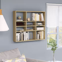 vidaXL Wall Shelf Sonoma Oak Engineered Wood Living Room Floating Wall Rack