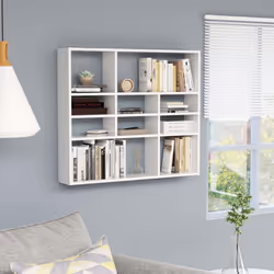 vidaXL Wall Shelf High Gloss White Engineered Wood Living Room Floating Rack