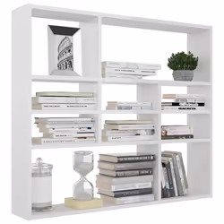 vidaXL Wall Shelf High Gloss White Engineered Wood Living Room Floating Rack