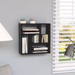 vidaXL Wall Shelf Black Engineered Wood Floating Wall Storage Display Unit