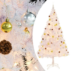 vidaXL Artificial Pre-lit Christmas Tree with Baubles Artificial Tree White