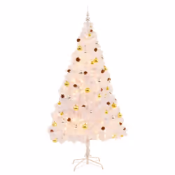 vidaXL Artificial Pre-lit Christmas Tree with Baubles Artificial Tree White - Additional view 5